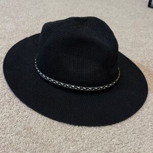 Elegant Black Woven Hat with Braided Band